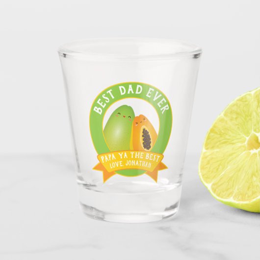 Cute Papa Ya de beste grappige fruitpun voor papa Shot Glas (Voorkant)