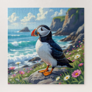 Cute Papegaaiduiker aan de Zeekust thema Legpuzzel