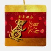 Cute Paper-cut Rat Year Stylized lantern SqCO Keramisch Ornament (Voorkant)