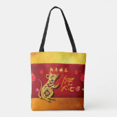 Cute Paper Rat Year Stylized Lantaarns AOTB Tote Bag (Achterkant)