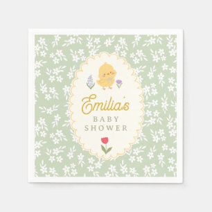 Cute papieren servetten voor babyfeestje met kuike