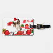Cute Papillon Dog kerstkerstkerstkerstkerstkerstke Bagagelabel (Voorkant horizontaal)