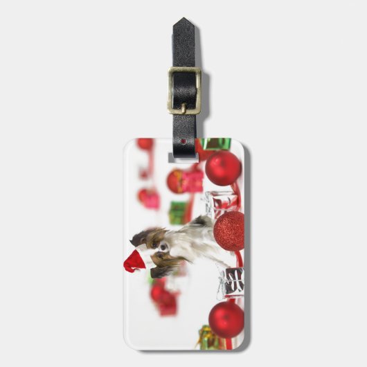 Cute Papillon Dog kerstkerstkerstkerstkerstkerstke Bagagelabel (Voorkant verticaal)