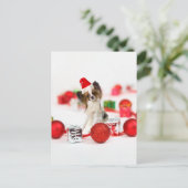 Cute Papillon Dog kerstkerstkerstkerstkerstkerstke Feestdagenkaart (Staand voorkant)