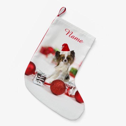 Cute Papillon Dog kerstkerstkerstkerstkerstkerstke Kleine Kerstsok (Voorkant (Hangend))