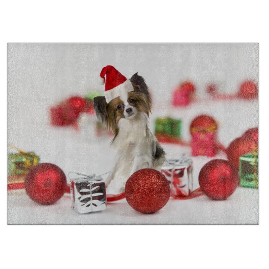 Cute Papillon Dog kerstkerstkerstkerstkerstkerstke Snijplank (Voorkant)
