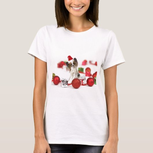 Cute Papillon Dog kerstkerstkerstkerstkerstkerstke T-shirt (Voorkant)