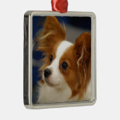 Cute Papillon Dog Metalen Ornament (Rechts)