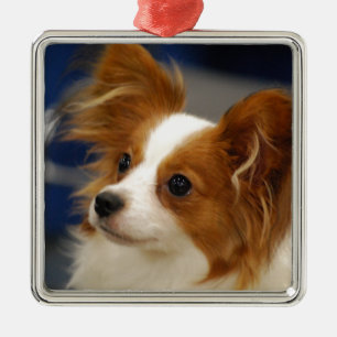 Cute Papillon Dog Metalen Ornament