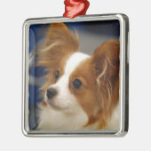 Cute Papillon Dog Metalen Ornament (Links)