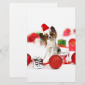Cute Papillon-hond Kerstman-muts Briefpapier (Voorkant / Achterkant)
