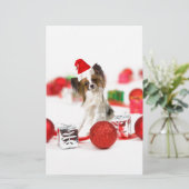 Cute Papillon-hond Kerstman-muts Briefpapier (Staand voorkant)