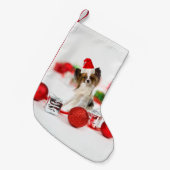 Cute Papillon-hond Kerstman-muts Kleine Kerstsok (Voorkant (Hangend))
