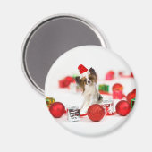 Cute Papillon-hond Kerstman-muts Magneet (Voorkant / Achterkant)