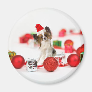 Cute Papillon-hond Kerstman-muts Magneet