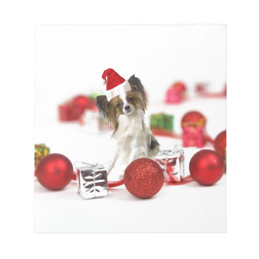 Cute Papillon-hond Kerstman-muts Notitieblok (Voorkant)