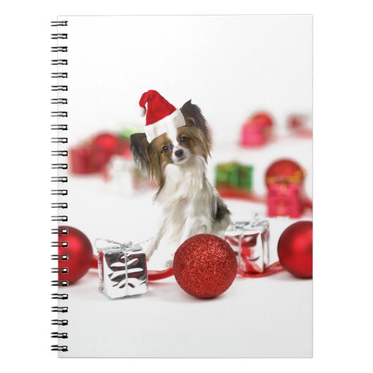 Cute Papillon-hond Kerstman-muts Notitieboek (Voorkant)