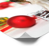 Cute Papillon-hond Kerstman-muts Poster (Hoek)