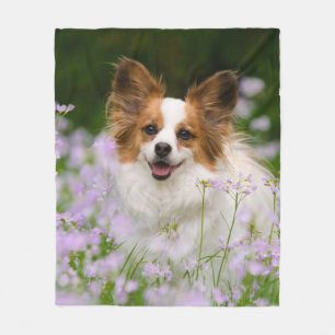 Cute Papillon Spaniel Head Foto voor Hondenliefheb Fleece Deken