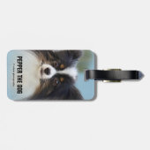 Cute Papillon Speelgoed Spaniel Dog aan de Dock Bagagelabel (Achterkant horizontaal)