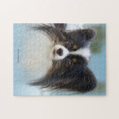 Cute Papillon Speelgoed Spaniel Dog aan de Dock Legpuzzel (Horizontaal)