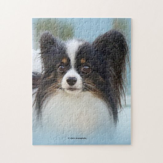 Cute Papillon Speelgoed Spaniel Dog aan de Dock Legpuzzel (Verticaal)