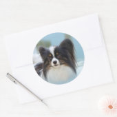 Cute Papillon Speelgoed Spaniel Dog aan de Dock Ronde Sticker (Envelop)