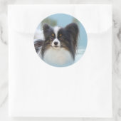 Cute Papillon Speelgoed Spaniel Dog aan de Dock Ronde Sticker (Tas)