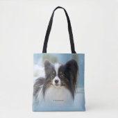 Cute Papillon Speelgoed Spaniel Dog aan de Dock Tote Bag (Voorkant)