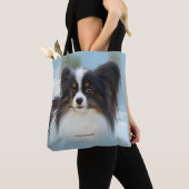 Cute Papillon Speelgoed Spaniel Dog aan de Dock Tote Bag (Dichtbij)