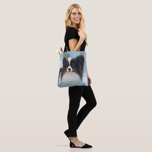 Cute Papillon Speelgoed Spaniel Dog aan de Dock Tote Bag (Op model)