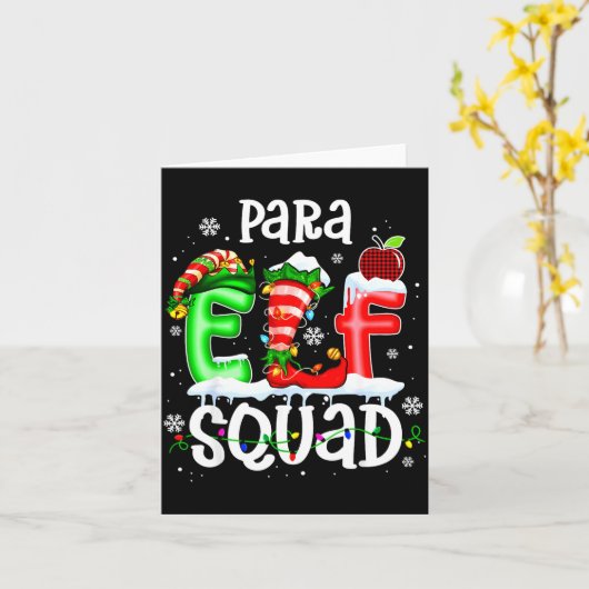 Cute Para Elf Squad Funny Christmas Elf Kids Teach Kaart (Gele Bloem)