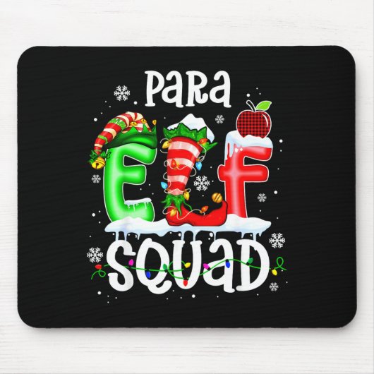 Cute Para Elf Squad Funny Christmas Elf Kids Teach Muismat (Voorkant)