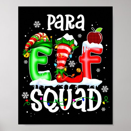 Cute Para Elf Squad Funny Christmas Elf Kids Teach Poster (Voorkant)