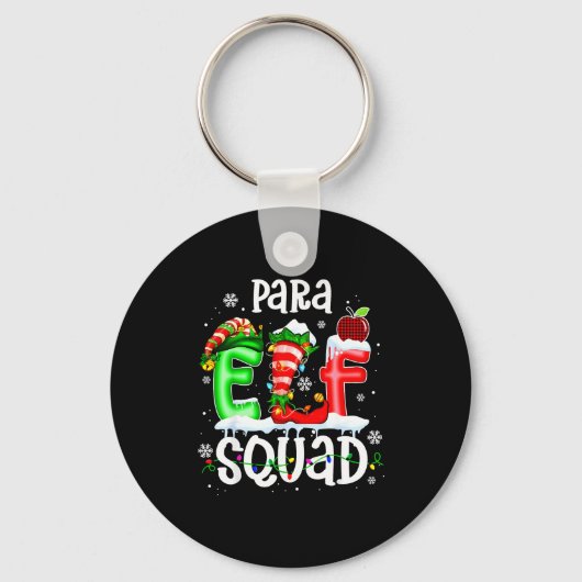 Cute Para Elf Squad Funny Christmas Elf Kids Teach Sleutelhanger (Voorkant)