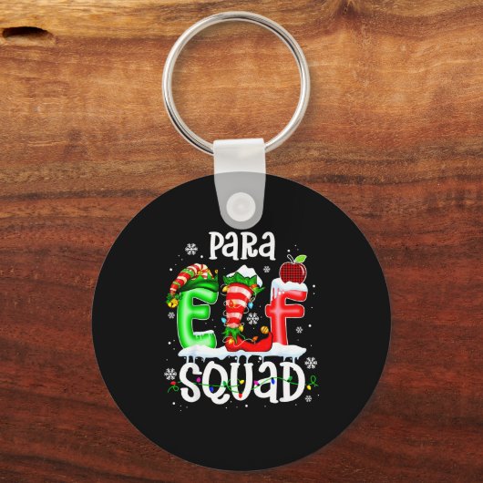 Cute Para Elf Squad Funny Christmas Elf Kids Teach Sleutelhanger (Voorkant)