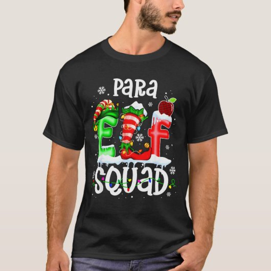 Cute Para Elf Squad Funny Christmas Elf Kids Teach T-shirt (Voorkant)