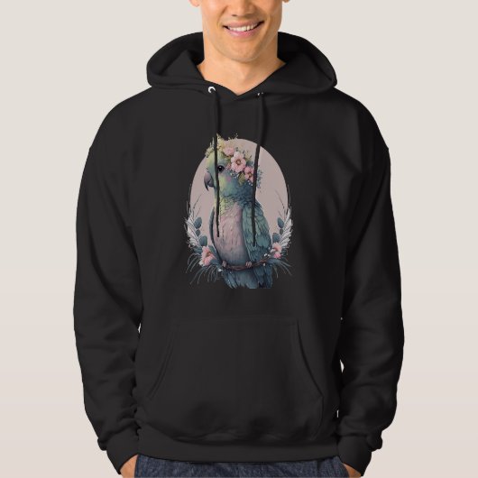 Cute Parakeet Budgie Bird Flower Crown Pet Birds Hoodie (Voorkant)