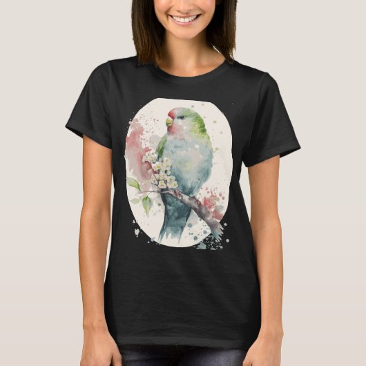 Cute Parakeet Japanese Cherry Blossom Budgie Sakur T-shirt (Voorkant)