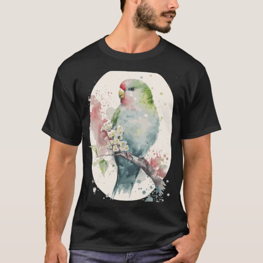 Cute Parakeet Japanese Cherry Blossom Budgie Sakur T-shirt (Voorkant)