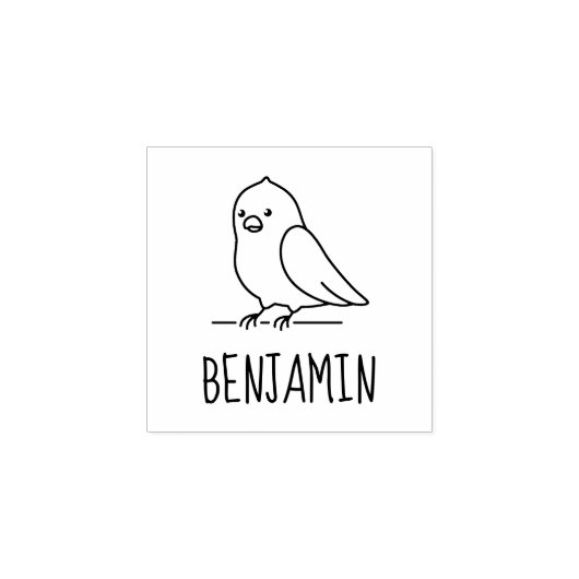 Cute Parakeet Parrot Bird Custom Name Rubberstempel (Afrduk)