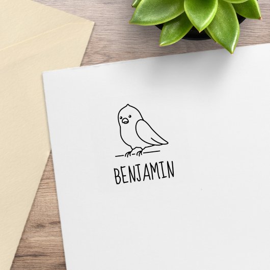 Cute Parakeet Parrot Bird Custom Name Rubberstempel