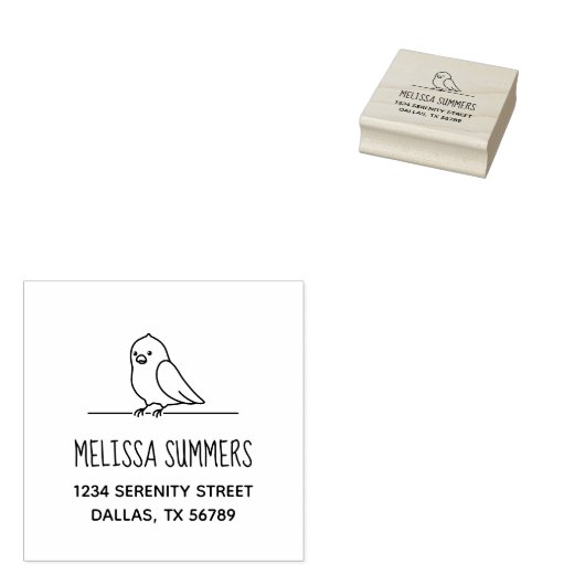 Cute Parakeet Parrot Bird Return Address Rubberstempel (Gestempeld)