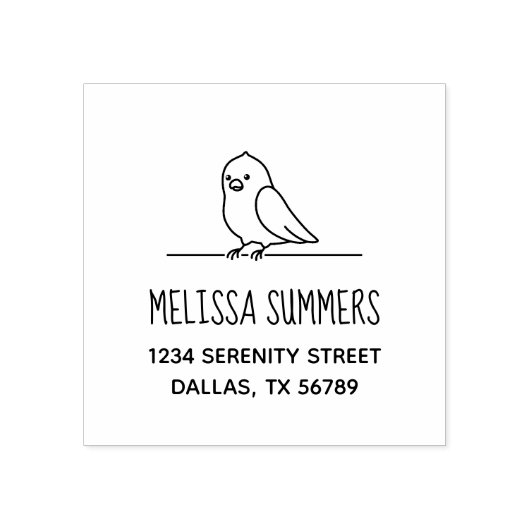 Cute Parakeet Parrot Bird Return Address Rubberstempel (Afrduk)