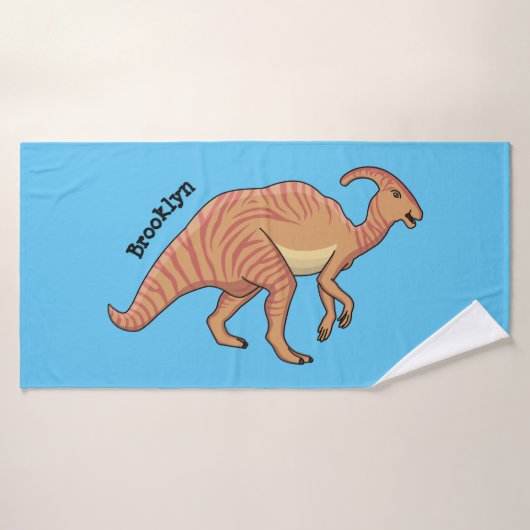 Cute parasaurolophus dinosaur cartoon bad handdoek (Badhanddoek)