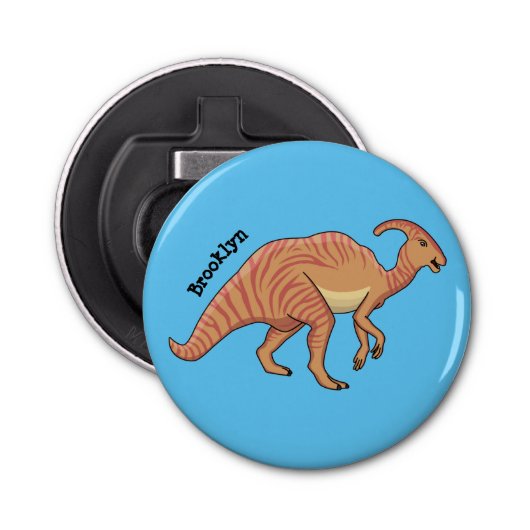 Cute parasaurolophus dinosaur cartoon button flesopener (Voorkant)
