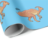 Cute parasaurolophus dinosaur cartoon cadeaupapier (Rol Hoek)