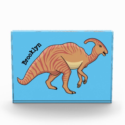 Cute parasaurolophus dinosaur cartoon fotoblokken (Voorkant)