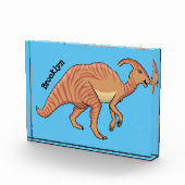 Cute parasaurolophus dinosaur cartoon fotoblokken (Rechts)