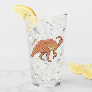 Cute parasaurolophus dinosaur cartoon glas